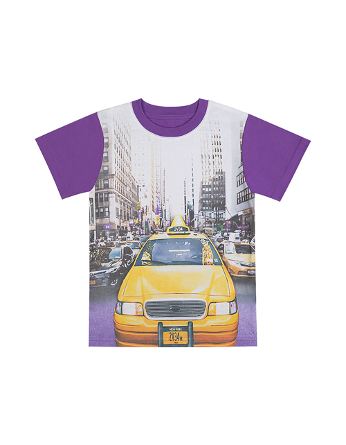 Фиолетовая футболка с принтом для мальчика