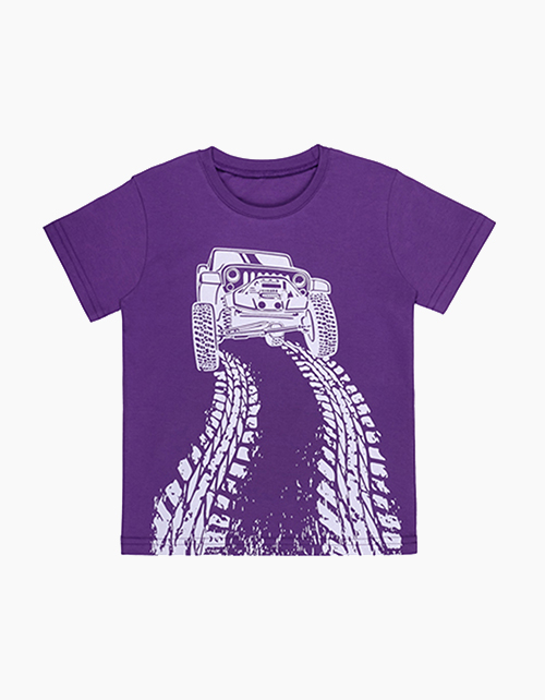 Фиолетовая футболка с принтом для мальчика