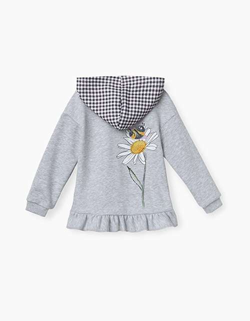 Толстовка цвета серый меланж для девочки Купить толстовку цвета серый меланж для девочки бренда BellBimbo