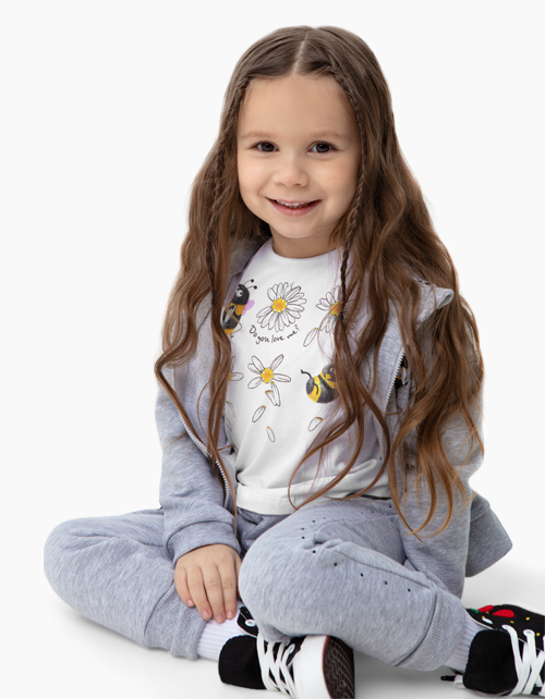 Толстовка цвета серый меланж для девочки Купить толстовку цвета серый меланж для девочки бренда BellBimbo