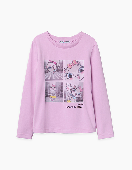 Купить светло-сиреневый лонгслив бренда Bellbimbo для девочки