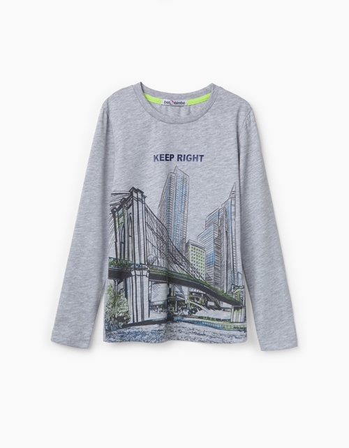 Купить лонгслив цвета серый меланж для мальчика бренда Bell Bimbo