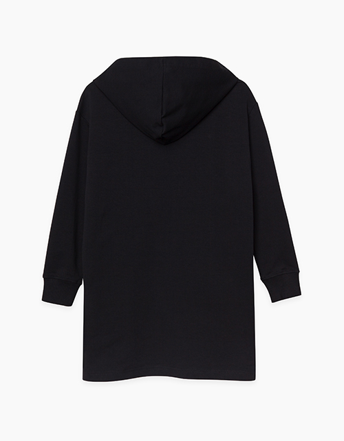 Купить черное объемное платье-худи бренда Bellbimbo