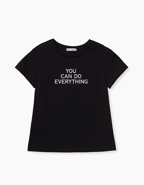 Купить базовую черную футболку бренда BellBimbo для девочки