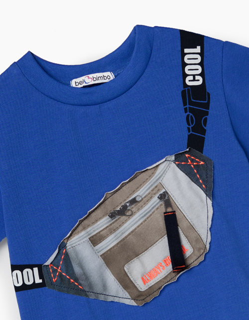 Купить синюю футболку с принтом для мальчика