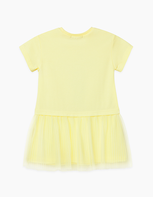 Купить светло-желтое комбинированное платье