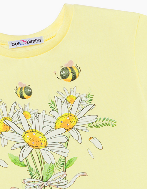 Купить светло-желтое комбинированное платье