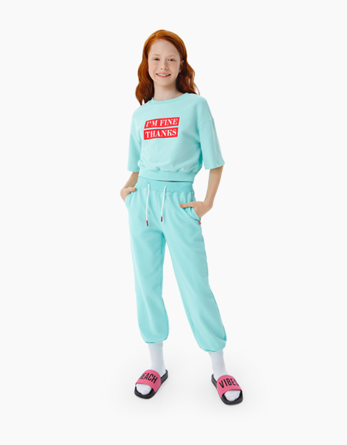 Купить объемный светло-бирюзовый свитшот-трансформер