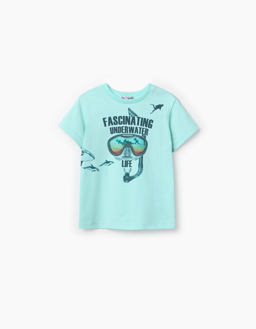 Купить светло-бирюзовую футболку для мальчика