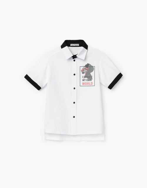 Купить белую рубашку с коротким рукавом для мальчика