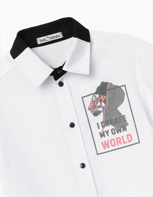 Купить белую рубашку с коротким рукавом для мальчика