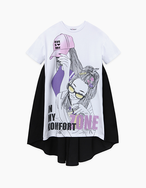 Ассиметричное платье свободного силуэта с оригинальным декором Купить ассиметричное платье свободного силуэта с оригинальным декором