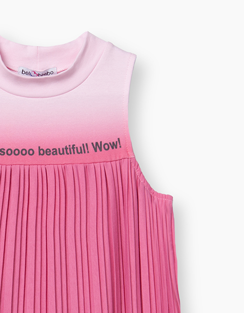 Купить темно-розовое платье-сарафан с завышенной линией талии