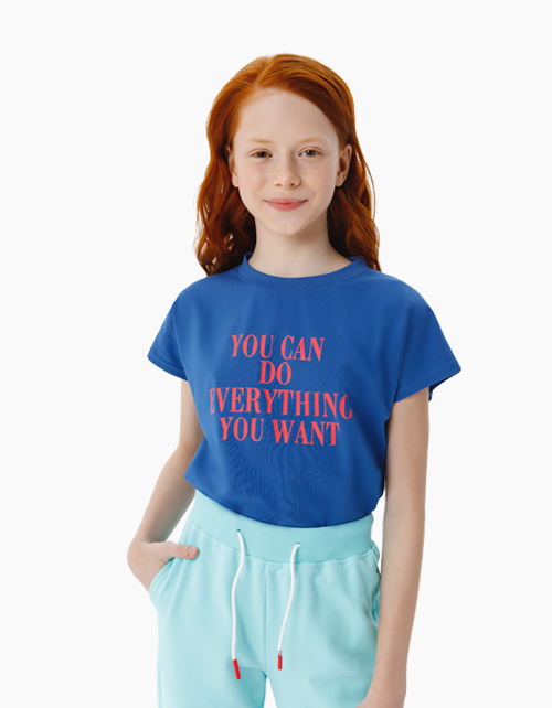 Синяя футболка для девочки Купить синюю футболку для девочки