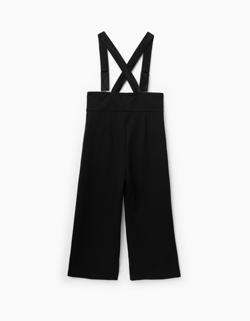 Купить черный школьный полукомбинезон для девочки