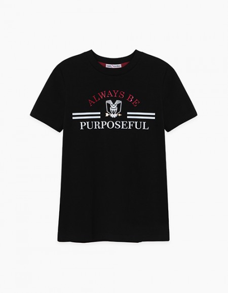 Купить черную футболку с принтом для мальчика