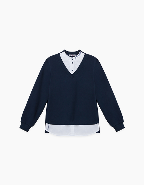 Темно-синий джемпер-обманка для мальчика Темно-синий джемпер-обманка для мальчика