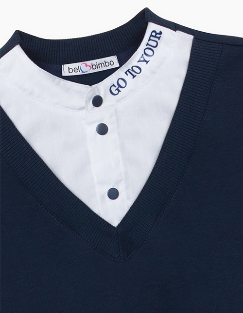 Темно-синий джемпер-обманка для мальчика Темно-синий джемпер-обманка для мальчика