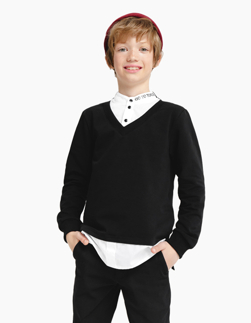Черный джемпер-обманка для мальчика Черный джемпер-обманка для мальчика