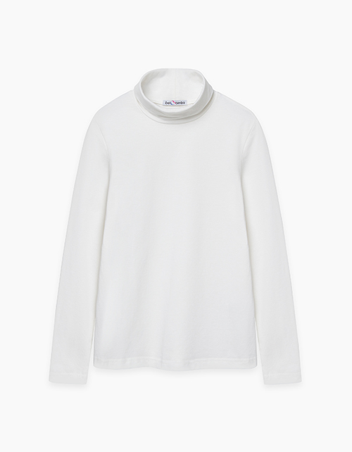 Молочный джемпер-водолазка для мальчика