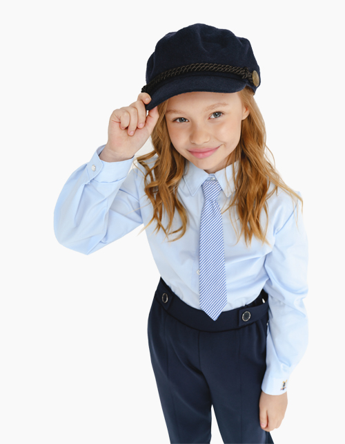 Голубая блузка с декоративным галстуком Купить голубую блузку с декоративным галстуком