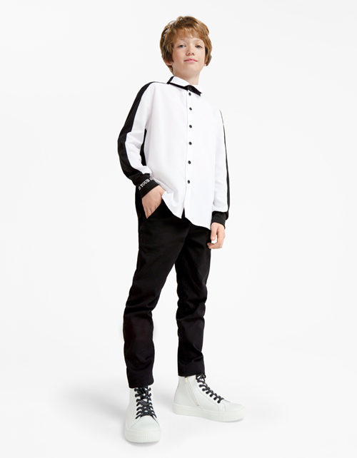 Двухцветная рубашка со съемным галстуком для мальчика