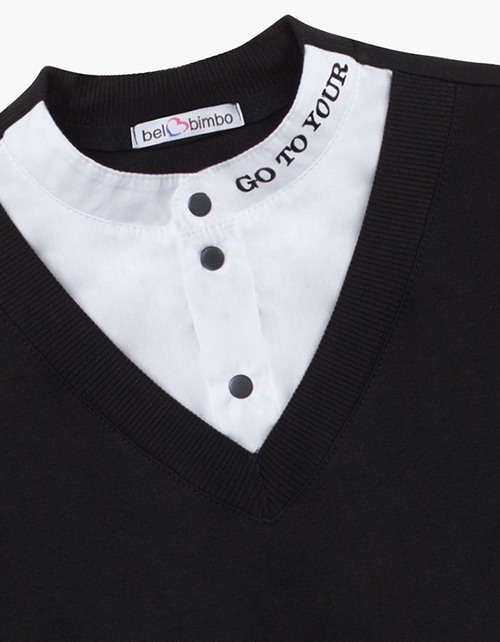 Черный джемпер-обманка для мальчика Черный джемпер-обманка для мальчика