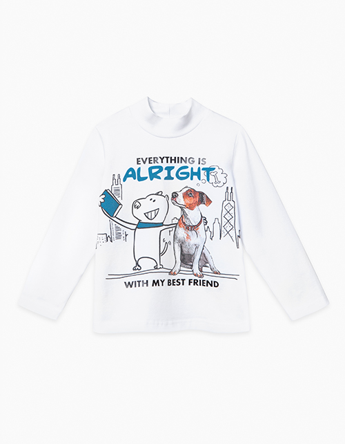 Белый лонгслив с высоким воротником-стойкой Белый лонгслив с высоким воротником-стойкой