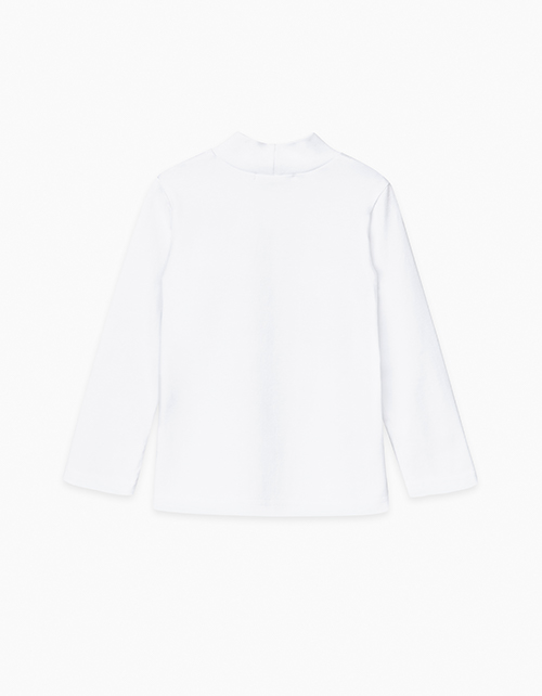 Белый лонгслив с высоким воротником-стойкой Белый лонгслив с высоким воротником-стойкой