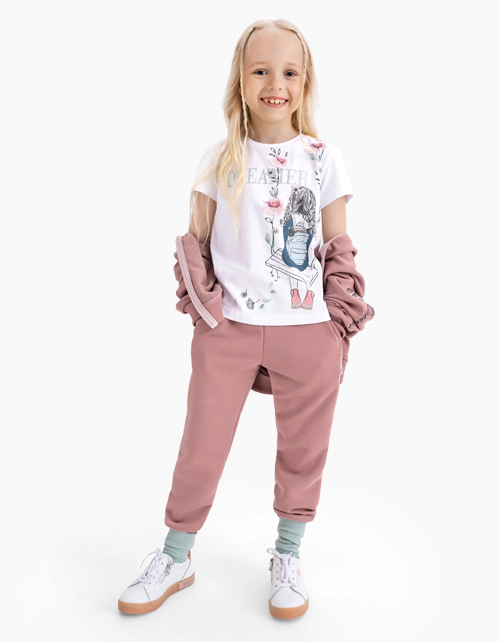 Белая футболка c принтом для девочки Белая футболка c принтом для девочки