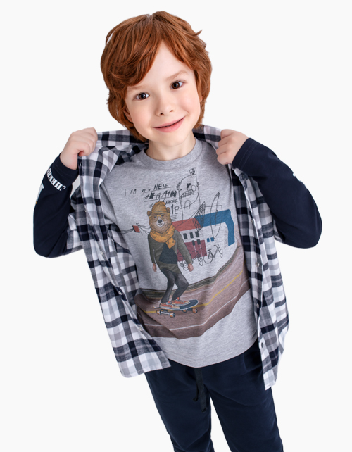 Футболка цвета серый меланж для мальчика