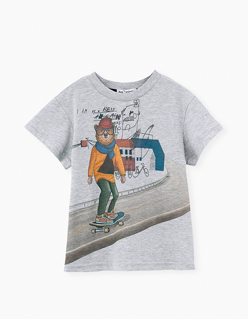 Футболка цвета серый меланж для мальчика