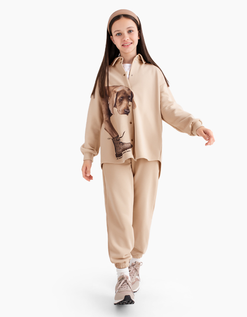 Бежевые брюки-джоггеры для девочки Бежевые брюки-джоггеры для девочки