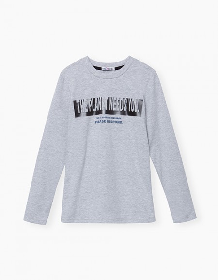 Серый лонгслив для мальчика