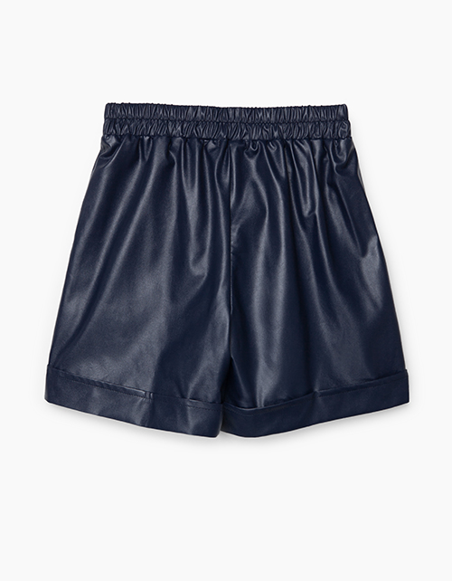 Темно-синие шорты из экокожи для девочки