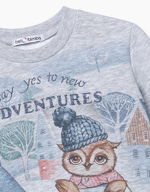 Свитшот цвета серый меланж для девочки