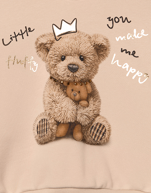 Бежевый свитшот с принтом для девочки