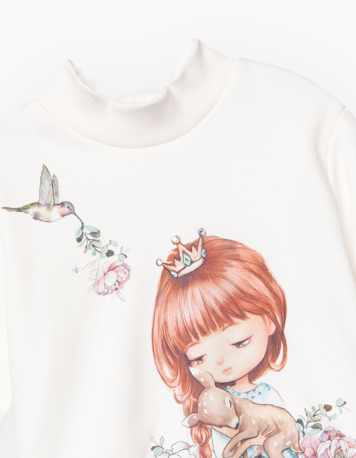 Белый свитшот с принтом для девочки