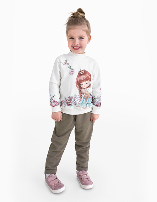 Белый свитшот с принтом для девочки