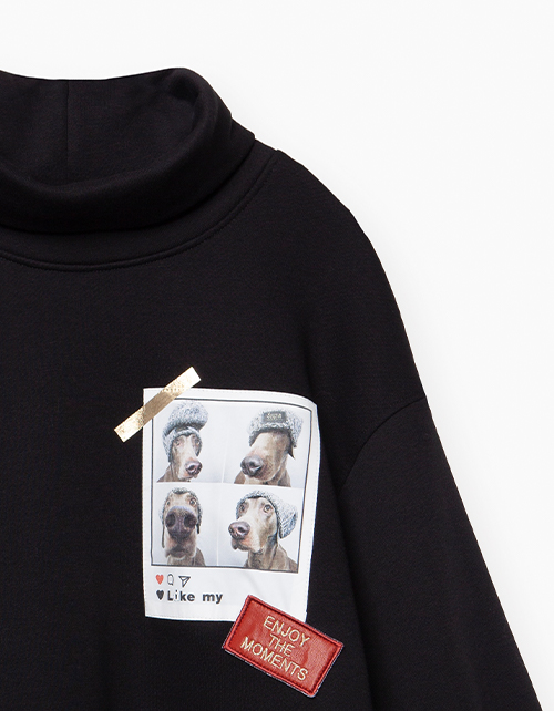 Черный оверсайз свитшот для девочки Черный оверсайз свитшот для девочки