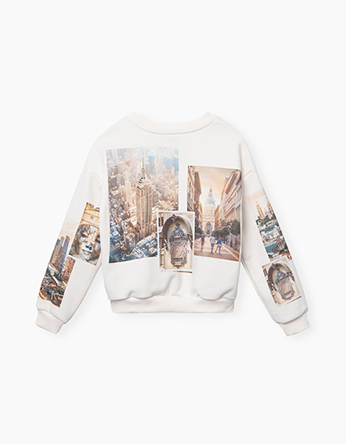 Белый свитшот с принтом для девочки Белый свитшот с принтом для девочки