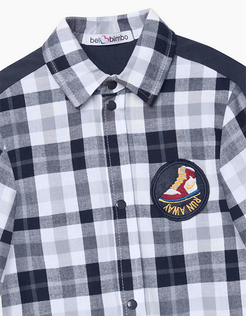 Фланелевая рубашка в клетку для мальчика Фланелевая рубашка в клетку для мальчика