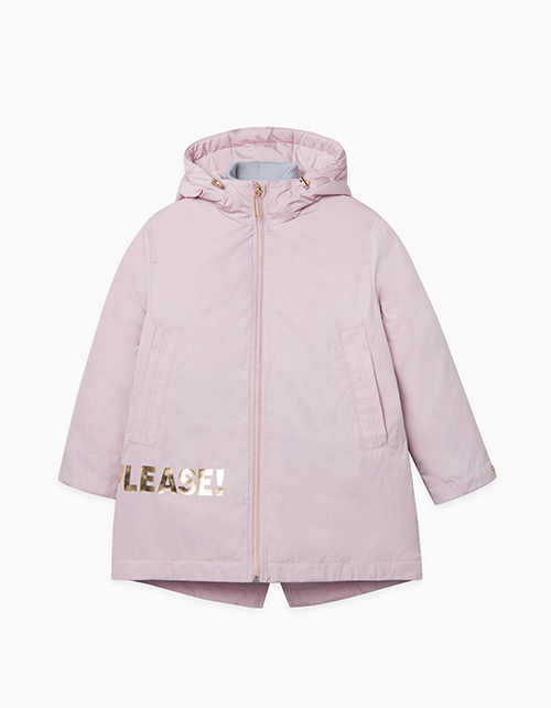 Пепельно-розовая утепленная парка для девочки