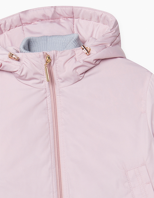 Пепельно-розовая утепленная парка для девочки