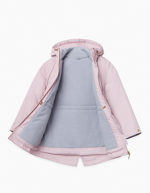 Пепельно-розовая утепленная парка для девочки