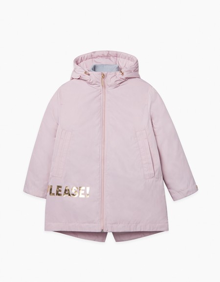 Пепельно-розовая утепленная парка для девочки