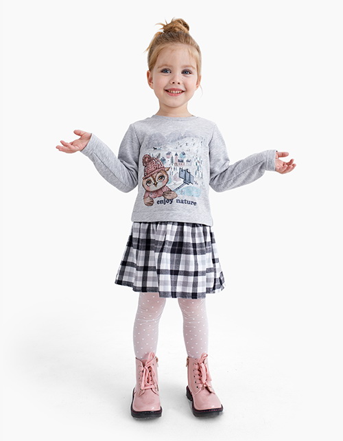 Платье цвета серый меланж с длинным рукавом