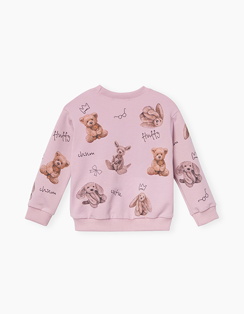 Темно-розовый свитшот с принтами для девочки