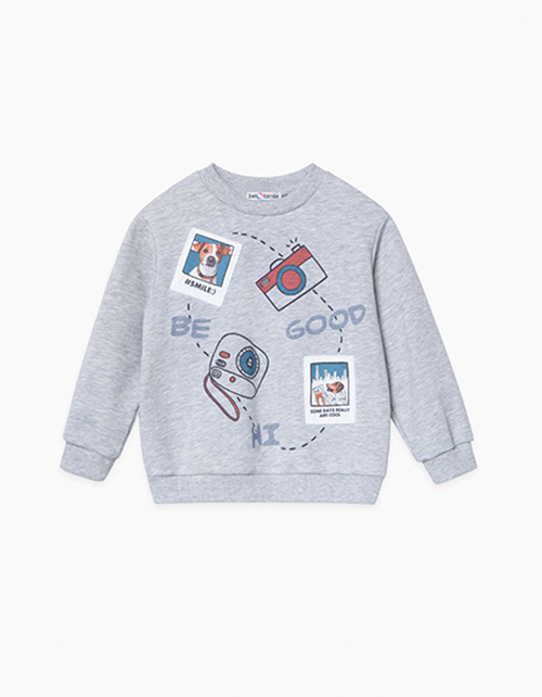 Свитшот цвета серый меланж для мальчика
