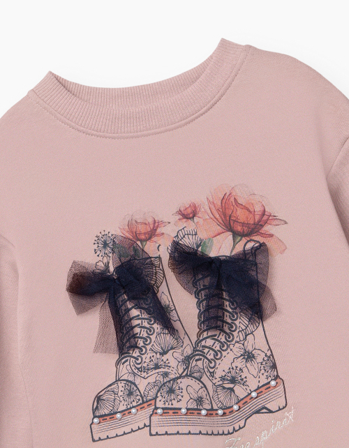 Пепельно-розовый свитшот для девочки Пепельно-розовый свитшот для девочки